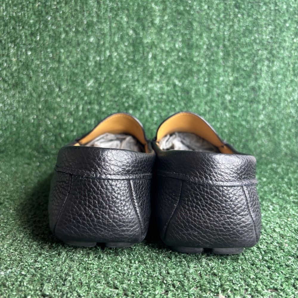 Prada Grained Leather Logo Penny Driving Loafer Luxury Slip On Black Mens Sz 12 - Picture 4 of 9